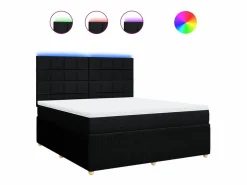 Outlet Clicnbuy Cama box spring con colchón tela 180x200 cm Negro