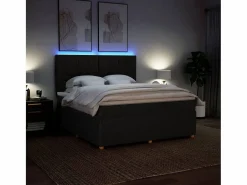 Outlet Clicnbuy Cama box spring con colchón tela 180x200 cm Negro