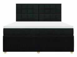 Outlet Clicnbuy Cama box spring con colchón tela 180x200 cm Negro