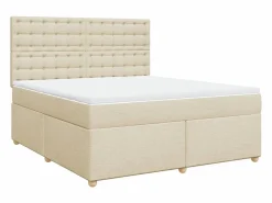 Clicnbuy Cama box spring con colchón tela color 180x200 cm Crema