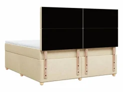 Clicnbuy Cama box spring con colchón tela color 180x200 cm Crema
