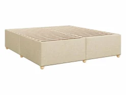 Clicnbuy Cama box spring con colchón tela color 180x200 cm Crema