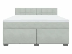 Clicnbuy Cama box spring con colchón terciopelo claro 180x200 cm Gris