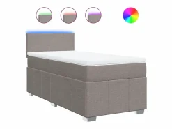 Cama box spring con colchón tela gris taupe 90x190 cm Somier - 90X190Cm