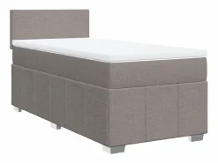 Cama box spring con colchón tela gris taupe 90x190 cm Somier - 90X190Cm