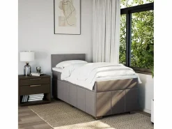 Cama box spring con colchón tela gris taupe 90x190 cm Somier - 90X190Cm