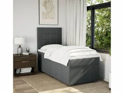 Discount Clicnbuy Cama box spring con colchón tela oscuro 90x190 cm Gris