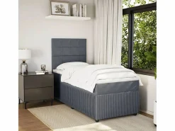 Clicnbuy Cama box spring con colchón terciopelo oscuro 90x190 cm