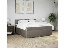 Clicnbuy Cama box spring con colchón tela gris taupe 180x200 cm Topo