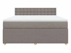 Clicnbuy Cama box spring con colchón tela gris taupe 180x200 cm Topo