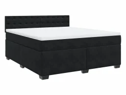 Clearance Clicnbuy Cama box spring con colchón terciopelo 180x200 cm Negro