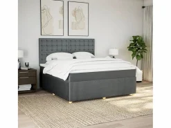 Clearance Cama box spring con colchón tela oscuro 180x200 cm Base De Cama De Láminas|Somier - 180X200Cm