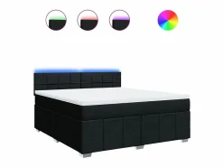 Hot Clicnbuy Cama box spring con colchón tela 180x200 cm Negro