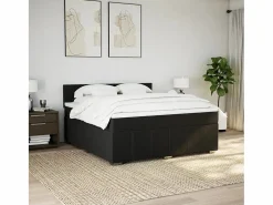 Hot Clicnbuy Cama box spring con colchón tela 180x200 cm Negro