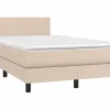 Clicnbuy Cama box spring con colchón cuero sintético capuchino 120x190cm