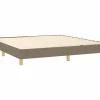 Online Cama box spring con colchón LED tela gris taupe 180x200 cm Somier - 180X200Cm