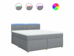 Discount Clicnbuy Cama box spring con colchón tela claro 180x200 cm Gris