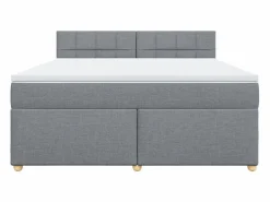 Discount Clicnbuy Cama box spring con colchón tela claro 180x200 cm Gris