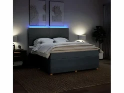Clicnbuy Cama box spring con colchón tela oscuro 180x200 cm