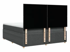 Clicnbuy Cama box spring con colchón tela oscuro 180x200 cm