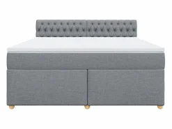 Clearance Cama box spring con colchón tela claro 180x200 cm Somier - 180X200Cm