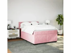 Online Clicnbuy Cama box spring con colchón terciopelo 160x200 cm Rosa