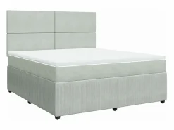 Clicnbuy Cama box spring con colchón terciopelo claro 180x200 cm