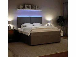 Clicnbuy Cama box spring con colchón terciopelo claro 180x200 cm