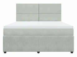 Clicnbuy Cama box spring con colchón terciopelo claro 180x200 cm