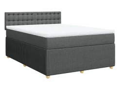 Online Clicnbuy Cama box spring con colchón tela oscuro 160x200 cm Gris