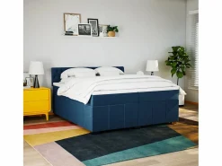 Best Clicnbuy Cama box spring con colchón tela 200x200 cm Azul
