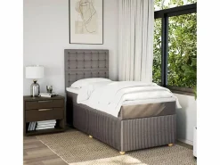 Clearance Clicnbuy Cama box spring con colchón tela gris taupe 90x190 cm Topo