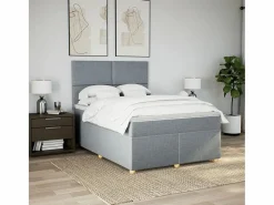 Clearance Clicnbuy Cama box spring con colchón tela claro 160x200 cm Gris