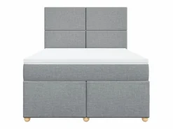 Clearance Clicnbuy Cama box spring con colchón tela claro 160x200 cm Gris