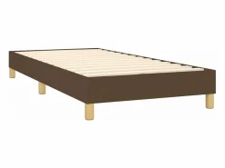 Clicnbuy Cama box spring con colchón LED tela marrón oscuro 90x190 cm