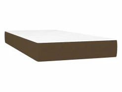 Clicnbuy Cama box spring con colchón LED tela marrón oscuro 90x190 cm