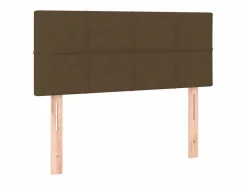 Clicnbuy Cama box spring con colchón LED tela marrón oscuro 90x190 cm