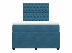 Clearance Clicnbuy Cama box spring con colchón terciopelo oscuro 120x200 cm Azul