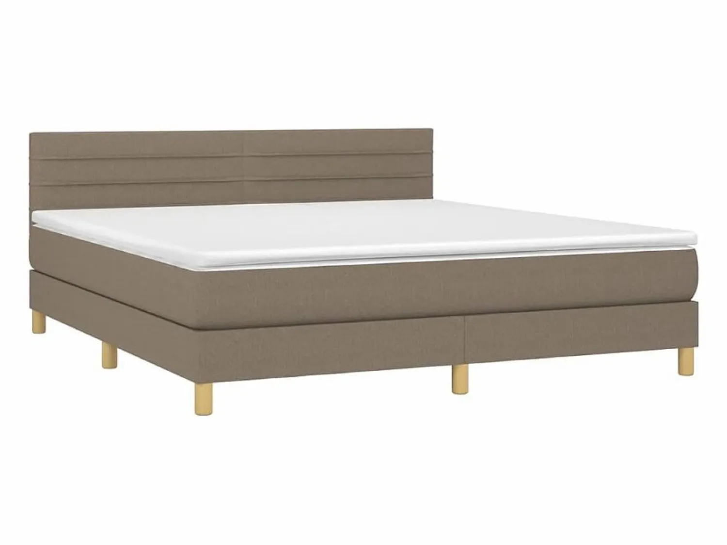 Clicnbuy Cama box spring con colchón LED tela gris taupe 180x200 cm