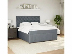 Clicnbuy Cama box spring con colchón terciopelo oscuro 180x200 cm