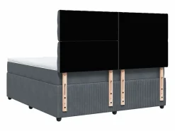 Clicnbuy Cama box spring con colchón terciopelo oscuro 180x200 cm
