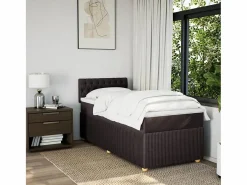 Clicnbuy Cama box spring con colchón tela marrón oscuro 90x190 cm
