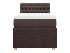 Clicnbuy Cama box spring con colchón tela marrón oscuro 90x190 cm
