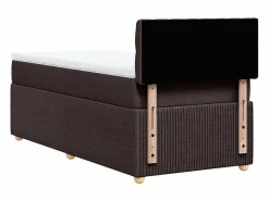 Clicnbuy Cama box spring con colchón tela marrón oscuro 90x190 cm