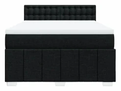 Best Clicnbuy Cama box spring con colchón tela 160x200 cm Negro