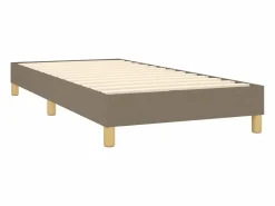 Clicnbuy Cama box spring con colchón LED tela gris taupe 90x190 cm