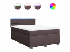 Online Clicnbuy Cama box spring con colchón tela marrón oscuro 160x200 cm Marru00f3n