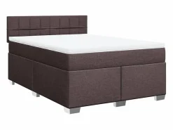 Online Clicnbuy Cama box spring con colchón tela marrón oscuro 160x200 cm Marru00f3n