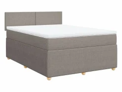 Sale Cama box spring con colchón tela gris taupe 140x200 cm Base De Cama De Láminas