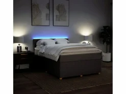 Sale Cama box spring con colchón tela gris taupe 140x200 cm Base De Cama De Láminas